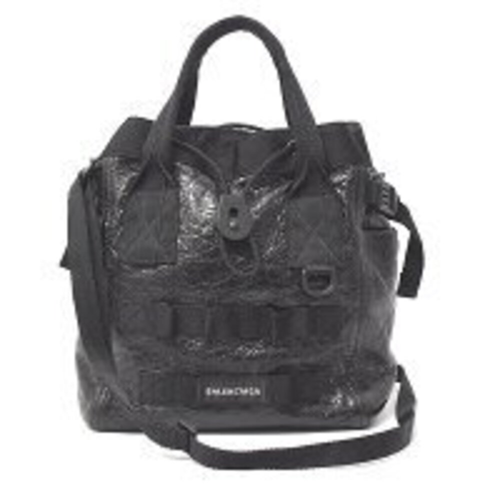 Balenciaga Army Tote Shoulder Bag Black Leather